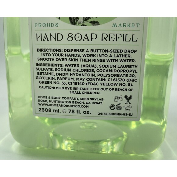 HOME & BODY COMPANY EUCALYPTUS JASMIN MOISTURIZING HAND SOAP REFILL 78oz BIG N01 - Picture 2 of 5